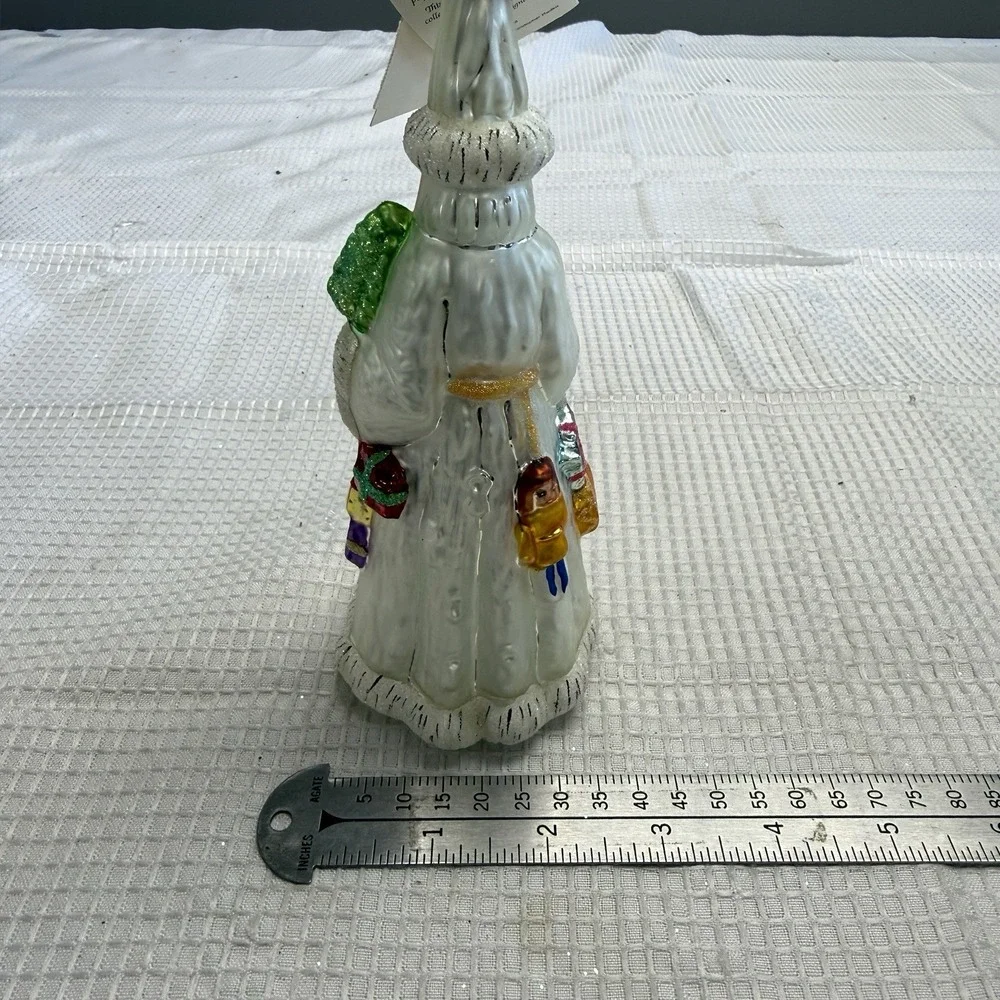 Vtg Christopher Radko Slim Traveler Christmas Ornament White Santa Gifts Tree